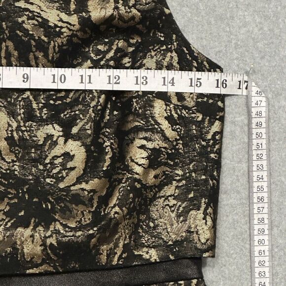 Cynthia Steffe Womens Dress 4 Black Gold Metallic Floral Sleeveless Event Fairy - Picture 9 of 14